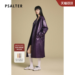 新款 PSALTER诗篇宽松亮面皮衣外套长款 复古风立领皮衣2025冬季