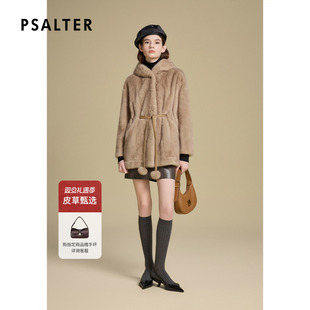 老钱风系带水貂大衣外套2025冬季 诗篇专选剪绒连帽款 新款 整貂