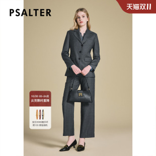 PSALTER诗篇气质休闲百搭羊毛修身 女格纹西服外套2025春新款