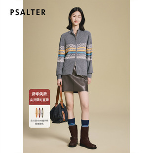 新款 诗篇专选费尔岛撞色提花毛衣立领拉链针织衫 2025秋季