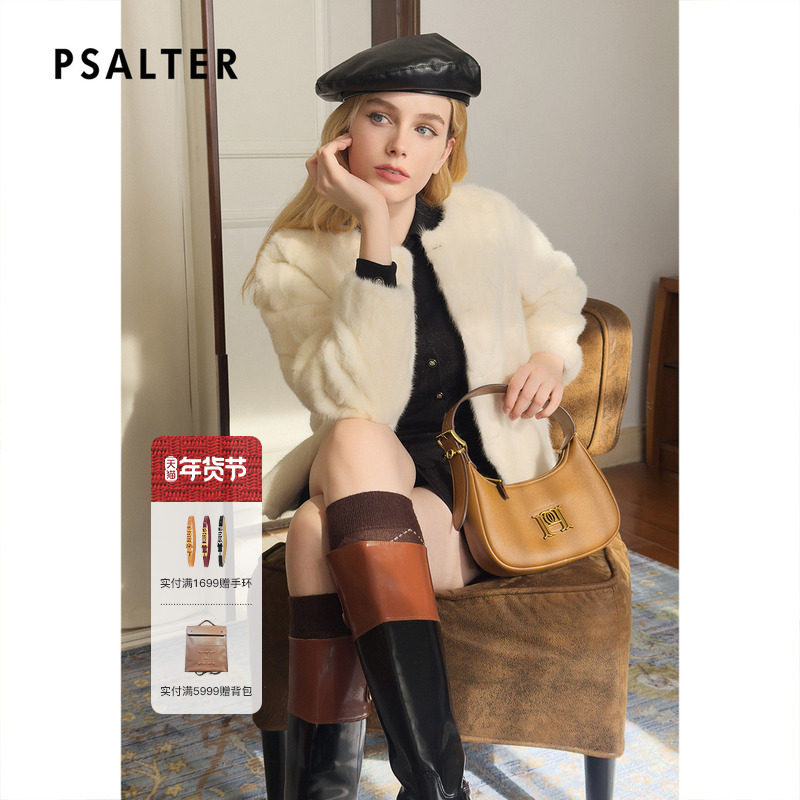 诗篇专选水貂毛千金风外套上衣简约减龄短款皮草冬