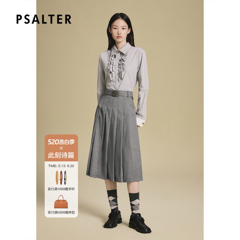 PSALTER诗篇木耳花边学院风长袖衬衫女2025秋款