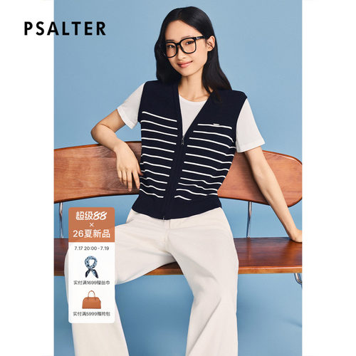 PSALTER诗篇假两件v领设计针织套头上衣2026夏季新款