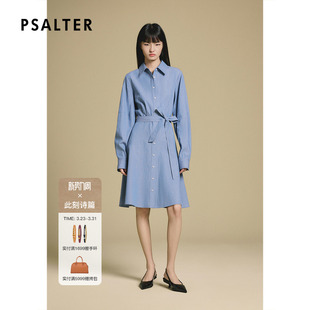 PSALTER诗篇高智小翻领设计本布系带气质衬衫 连衣裙2025冬款