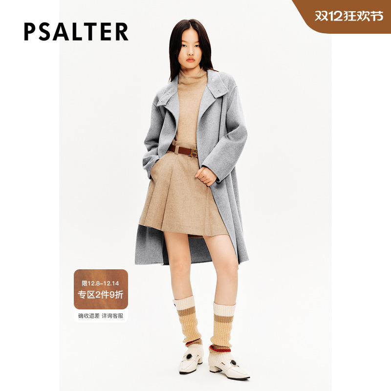 【100%山羊绒】PSALTER诗篇高级感烟囱领双面呢羊绒大衣冬季