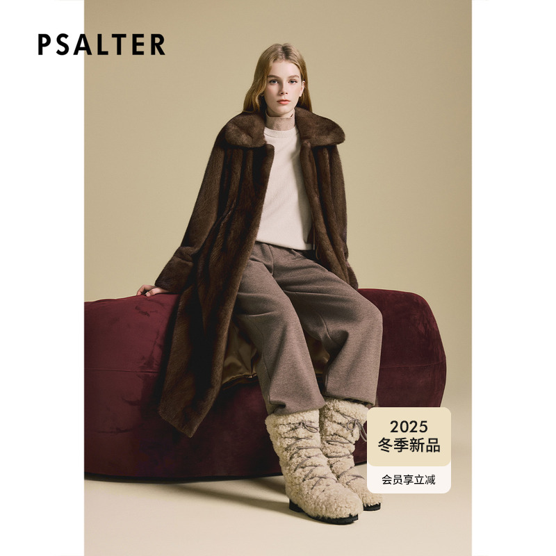 PSALTER诗篇高奢水貂皮草大衣收腰显气质皮草2025冬季新款