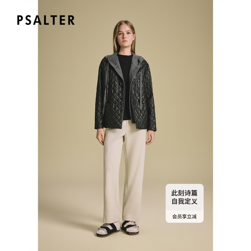 诗篇专选桑蚕丝填充连帽宽松绵羊皮皮羽绒外套2025秋季新款