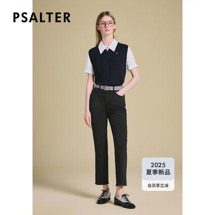 PSALTER诗篇复古学院风拼接假两件衬衫袖针织上衣女2025夏季新款