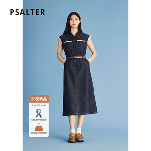 诗篇专选复古牛仔连衣裙无袖设计感蕾丝拼接衬衫裙2026夏季新款