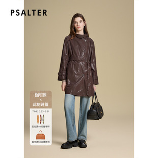 诗篇专选涂层面料雾面哑光挺括宽松插肩袖 风衣外套 复古女装