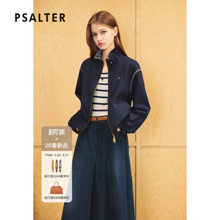 新款 诗篇专选海军蓝时尚 立领体闲宽松夹克短外套2026春季