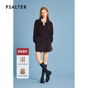 诗篇专选赫本风复古戗驳领翻领双排扣羊绒大衣2025冬款