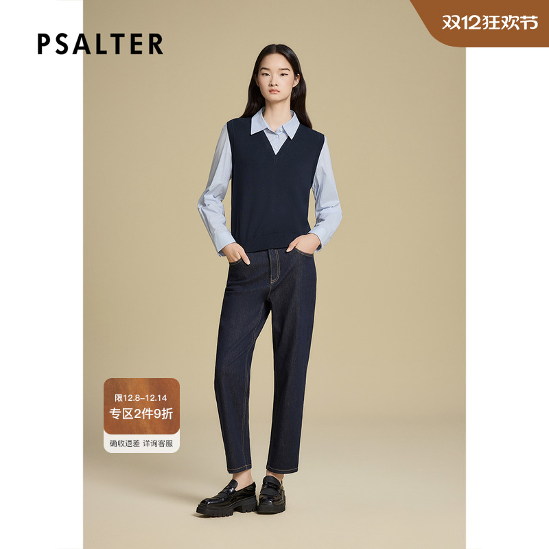 诗篇专选POLO领衬衫拼接假两件学院风针织衫2025秋季新款