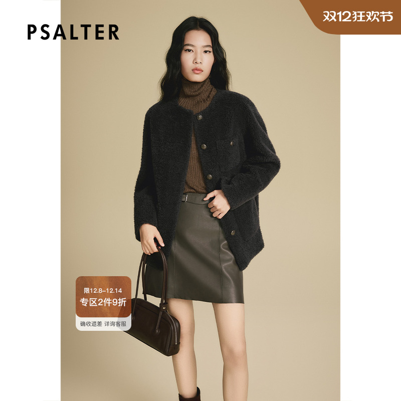 诗篇专选羊毛颗粒绒圆领减龄学院风羊羔毛短外套2025冬季新款