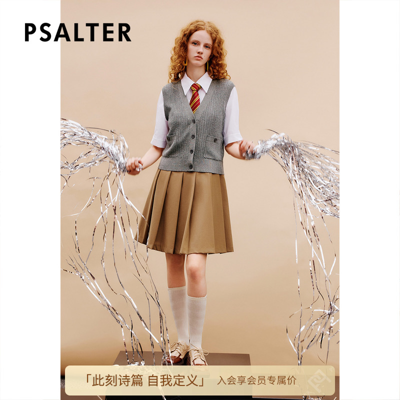 [智性学院风]PSALTER诗篇针织背心衬衫百褶连衣裙两件套夏