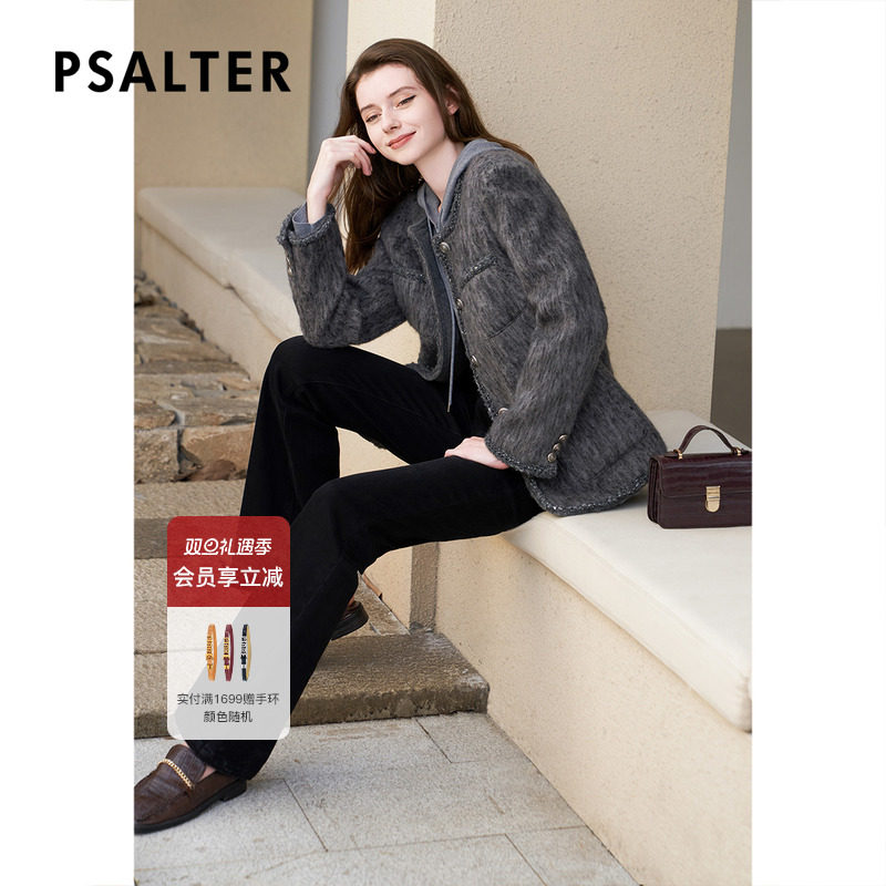 【羊驼毛】诗篇专选羊毛格雷系小香风毛绒短外套冬款