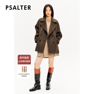 PSALTER诗篇简约双排扣短款 羊毛双面呢子短外套女冬款