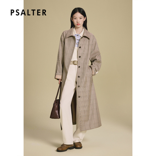 PSALTER诗篇学院风长款 单排扣格纹风衣外套2025秋季 新款