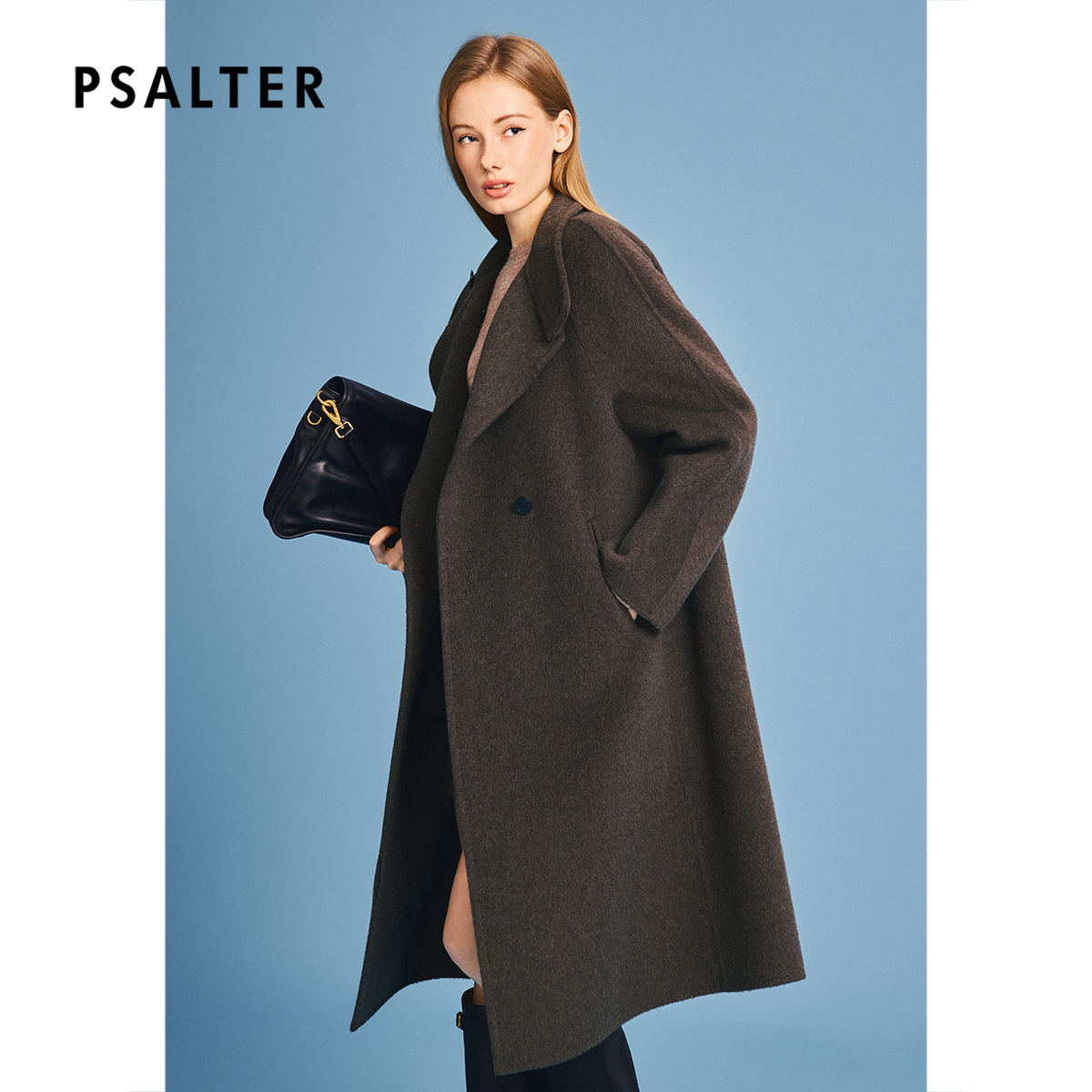诗篇专选羊毛骆驼绒立领减龄双面呢大衣长款毛呢外套2025冬季新款