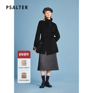 诗篇专选时尚立领可拆卸腰带双面羊绒大衣外套2025冬款