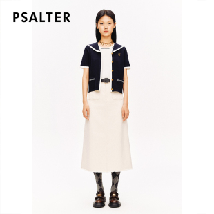 针织衫 开衫 PSALTER诗篇海军领天丝莱赛尔短袖 夏 智性学院风