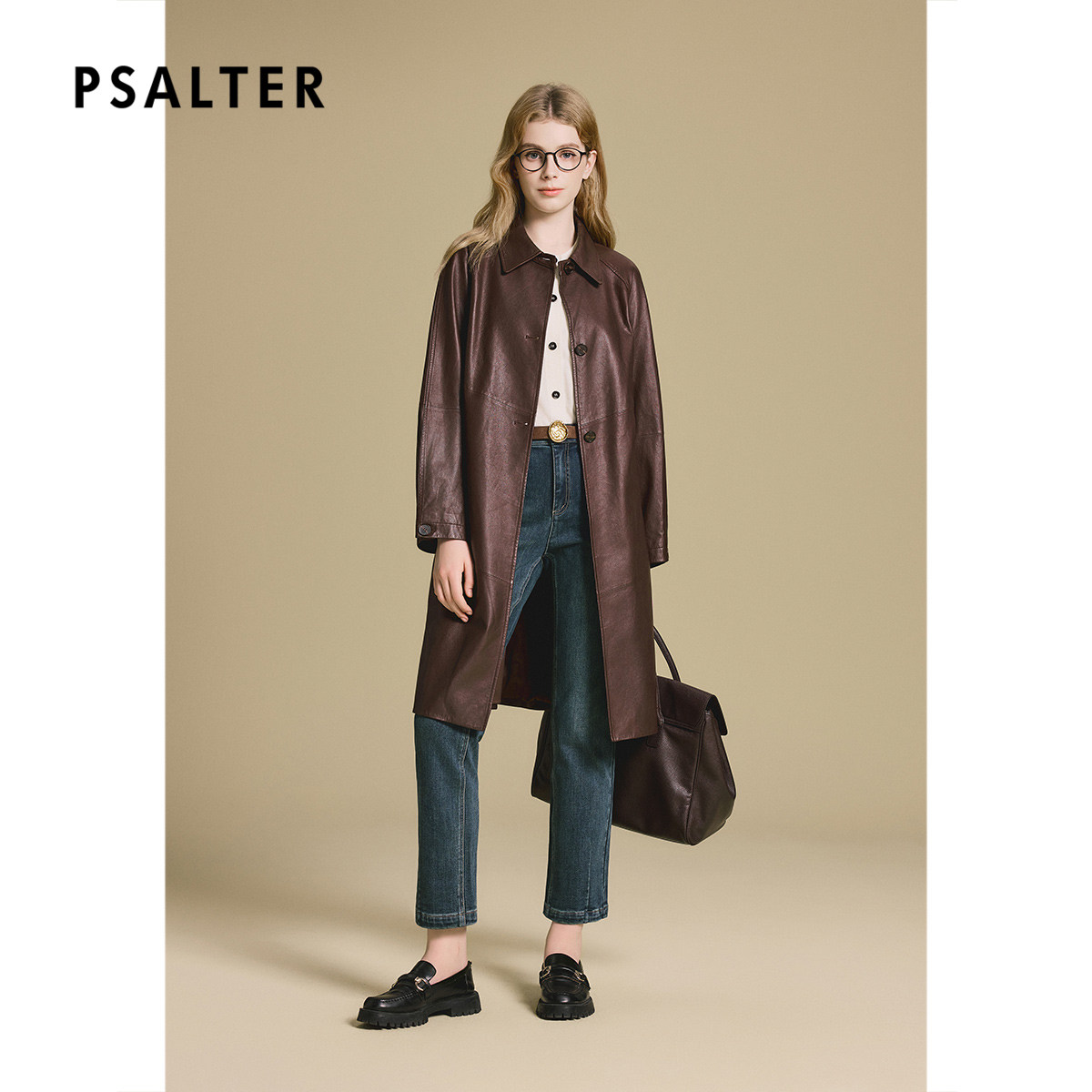 诗篇专选复古植鞣工艺长款直筒真皮风衣皮衣外套2025冬款