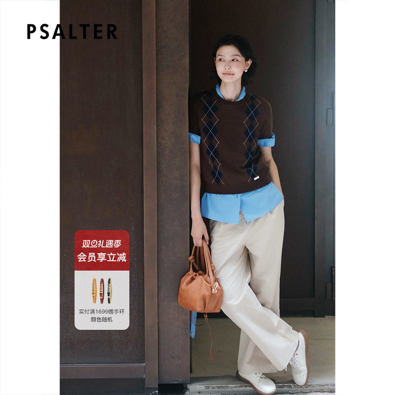 PSALTER诗篇可拆卸三角巾学院气质短袖衬衫女2025秋季新款