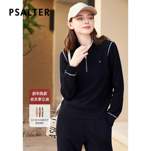 款 诗篇专选撞色拉链翻领休闲运动学院风毛衣毛针织衫 冬季