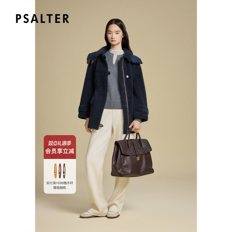 诗篇专选软糯颗粒绒可拆连帽羊毛呢外套2025冬季新款