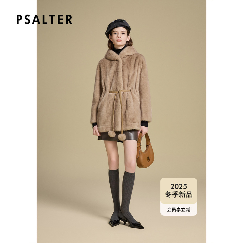 【整貂】诗篇专选剪绒连帽款老钱风系带水貂大衣外套2025冬季新款