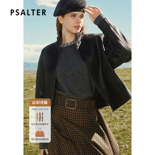 PSALTER诗篇时尚羊皮革短款立领皮衣外套2025冬款