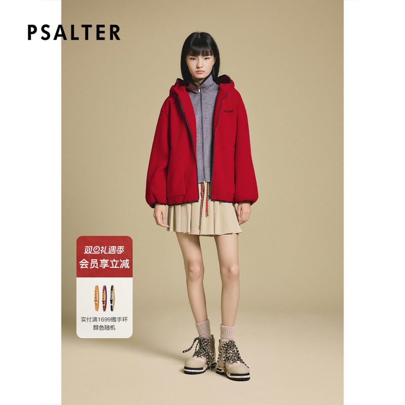 PSALTER诗篇宽松版型网状内衬连帽短外套2025冬季新款