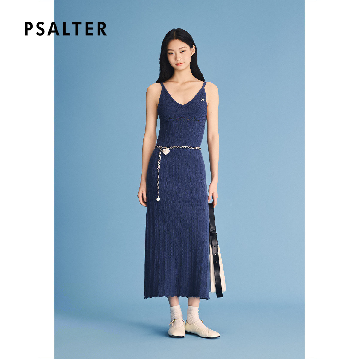 PSALTER诗篇复古镂空提花修身包臀吊带连衣裙2026夏季新款