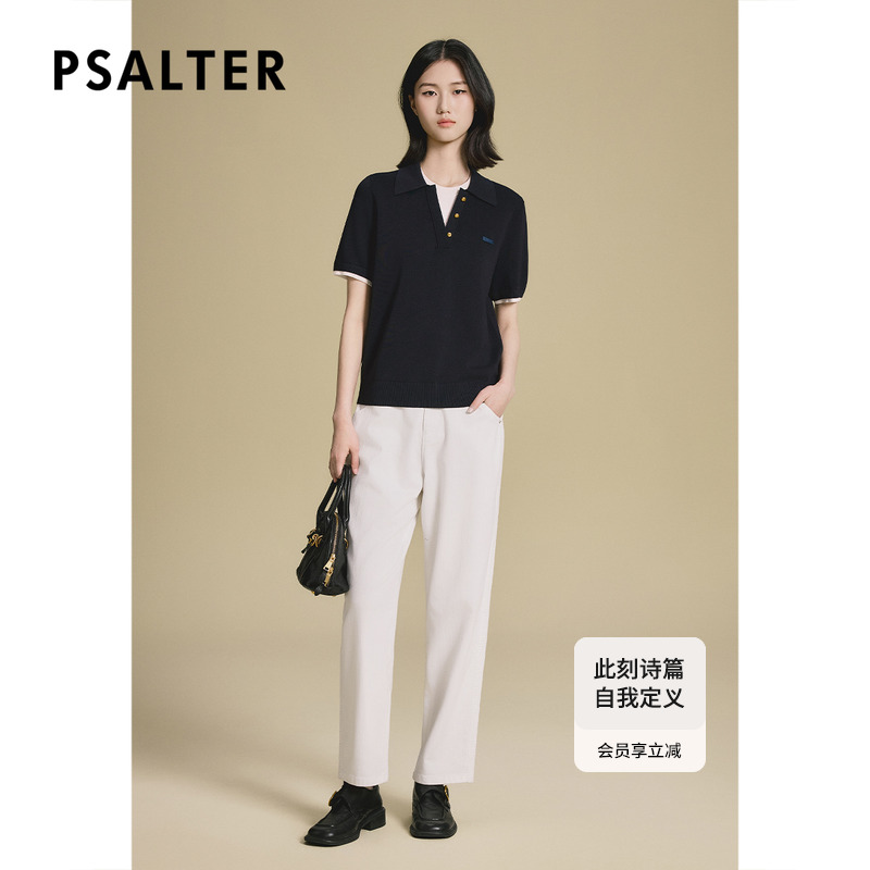 诗篇专选假两件叠穿学院风时尚针织短袖T恤2025夏季新款