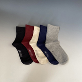 外贸纯棉女袜柔软舒适中筒袜简约纯色春秋袜透气百搭宽口袜松口袜