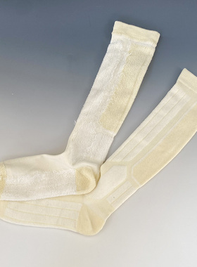 黄色美利奴羊毛袜女袜保暖袜秋冬加厚毛巾底长袜膝盖下运动压力袜