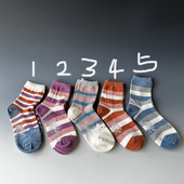 日系外贸原单中筒袜可爱猫咪袜子条纹袜秋冬保暖袜子舒适女袜
