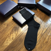 男士 高筒丝光棉男袜超薄西装 袜夏季 长筒袜黑色袜欧美纯色男商务袜