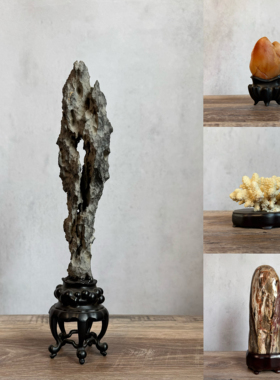 天然奇石配高档木底座太湖石玛瑙灵璧石文房雅器清供摆件手把件