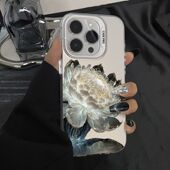 炫彩荷花好运连适用苹果15promax手机壳高级感16新13女14pro潮11x