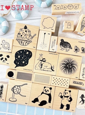 KODOMO NO KAO童颜我爱印章系列I LOVE STAMP手账帐熊猫烟花冰饮
