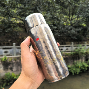 鹿岛精装400ml纯钛磁吸保温杯商务礼品钛杯户外便携焖泡茶喝水杯