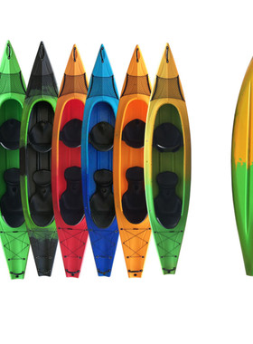 EK kayak双人座舱式皮划艇肥仔独木舟三人加厚塑料钓鱼船景区用船