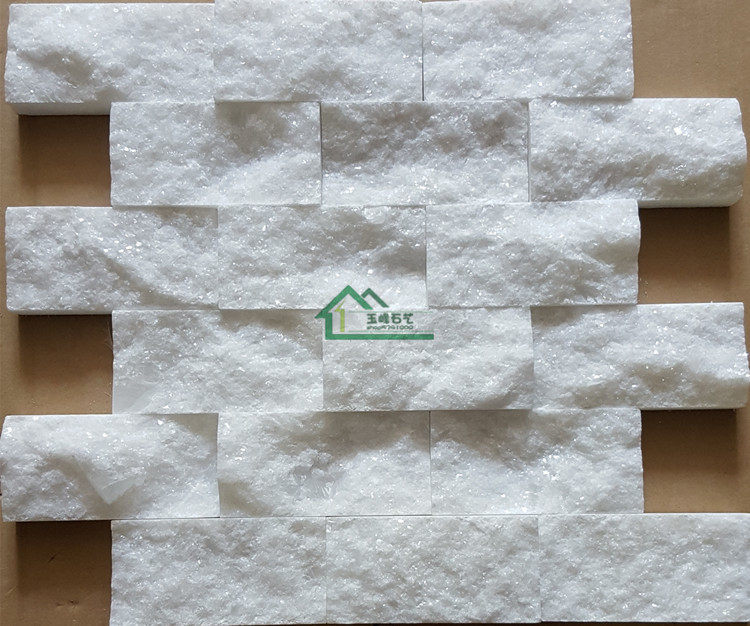 透晶白大块文化石天然大理石材马赛克纯白客厅电视背景3d内外墙砖