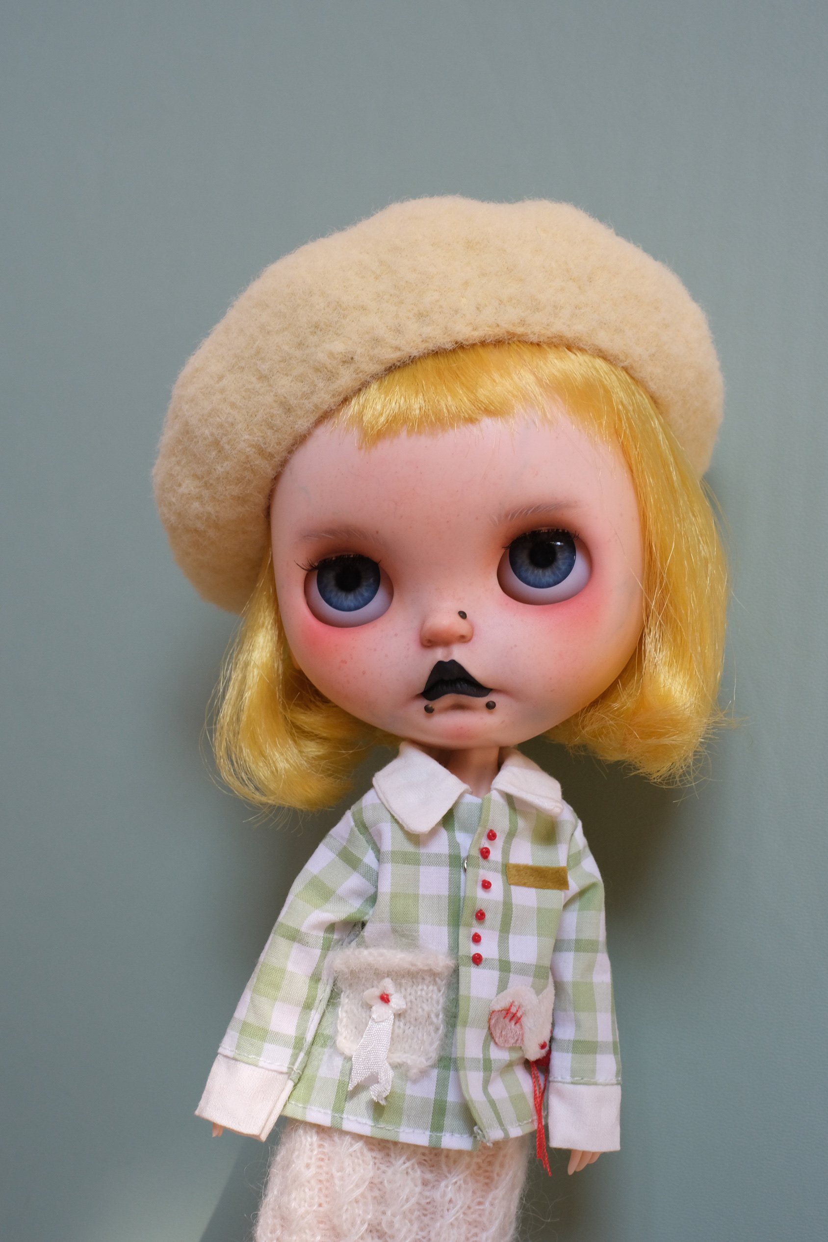 【现货包邮】blythe小布毛线贝雷帽鹅黄色