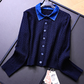 撞色可拆卸牛仔翻领假两件绞花2025秋季 女毛衣B605 针织衫 新款 长袖