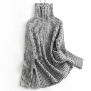 毛衣J355 女装 柔软纯色宽松慵懒显瘦半拉链大翻领长袖 百搭针织线衫