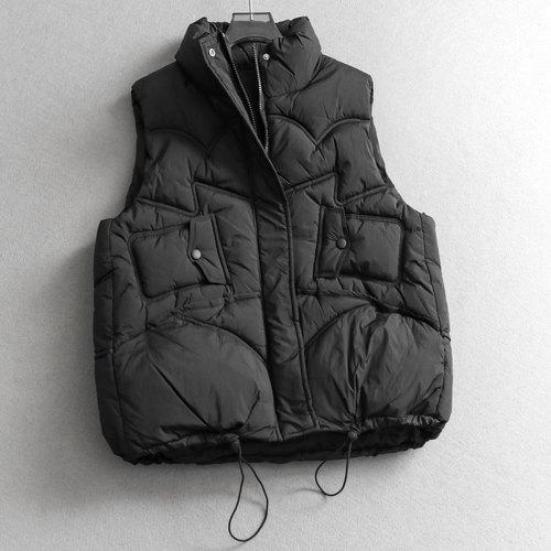 立领纯色宽松夹棉加厚保暖马甲女