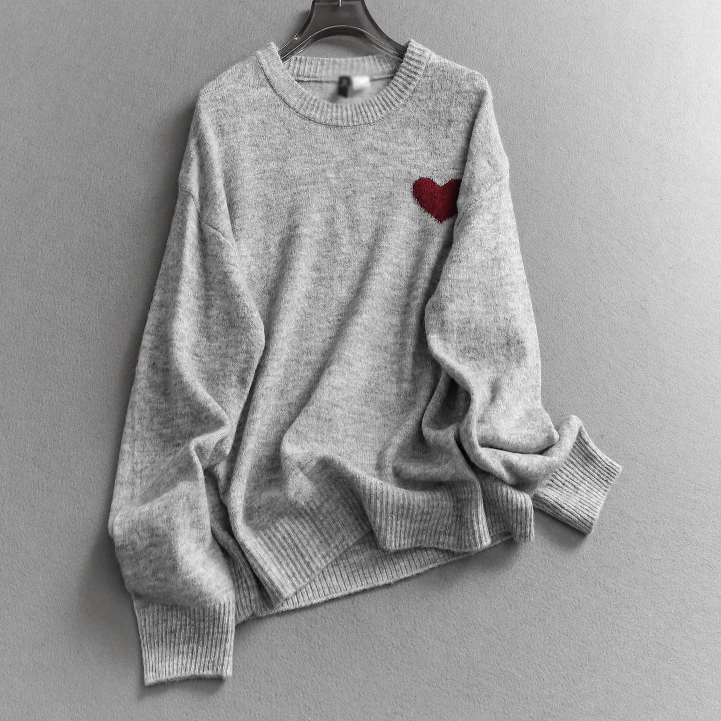 爱心圆领宽松慵懒软糯亲肤毛衣女