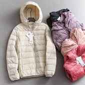 轻盈保暖纯色连帽排骨连帽拉链门襟外套长袖 内胆休闲女羽绒服Q159